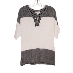 NWT Christopher Banks Petite XL short sleeve summer cotton blend shirt